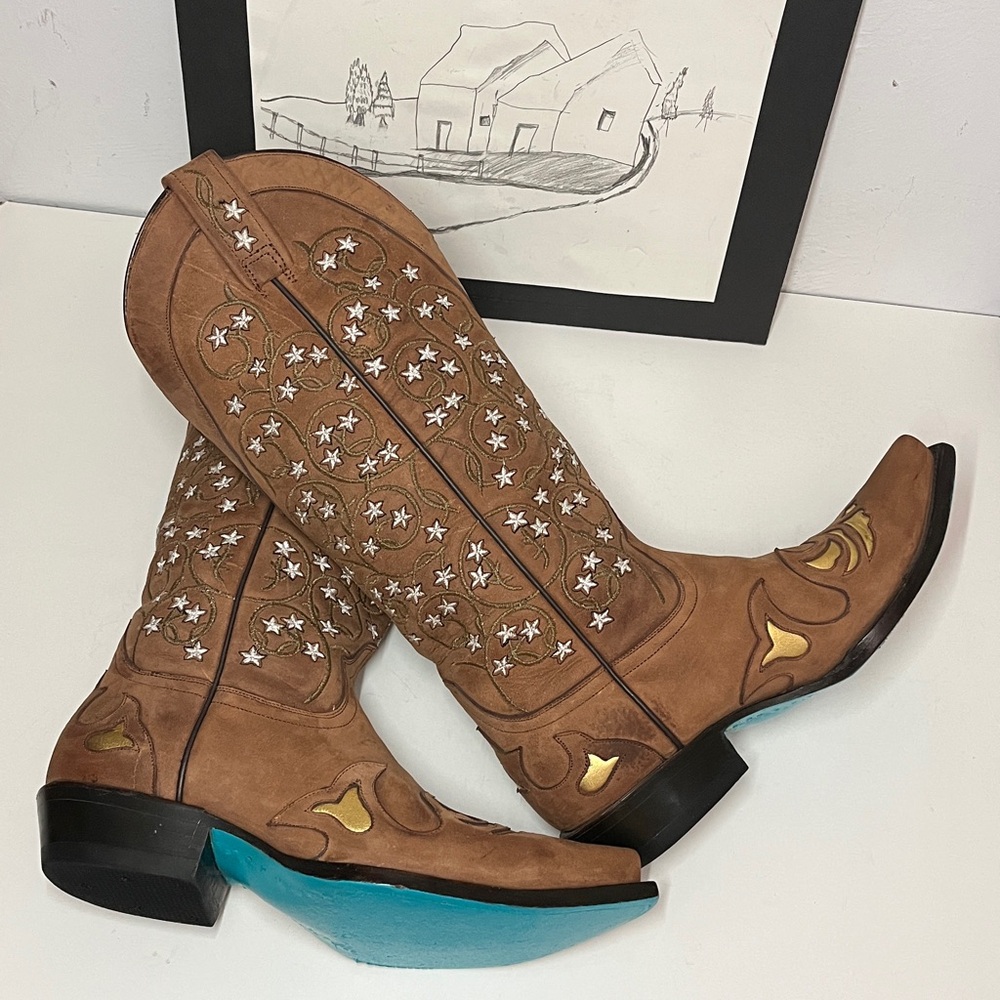 Lane Exclusive Leather Snip Toe Western Boots  Women’s Size 7.5 E